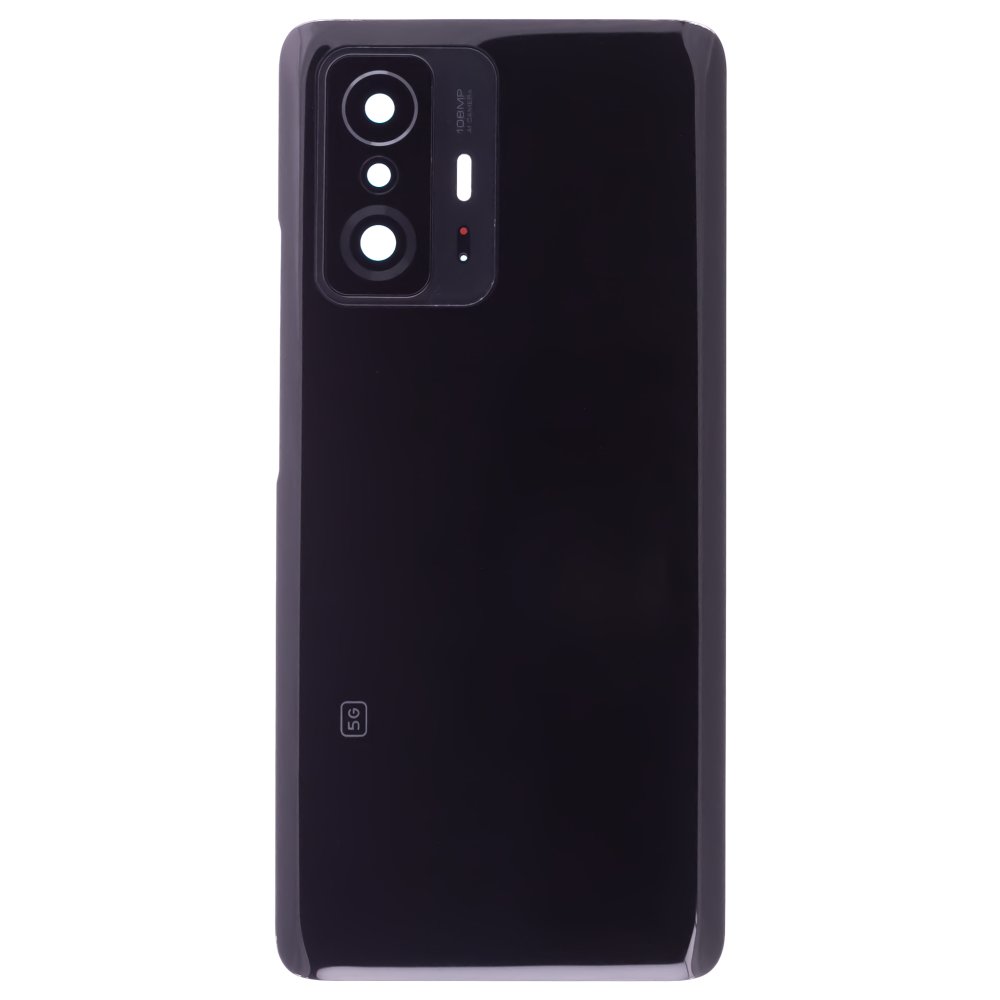 Задняя крышка для Xiaomi 11T (21081111RG) / 11T Pro (2107113SG) (черный) (в сборе со стеклом камеры)