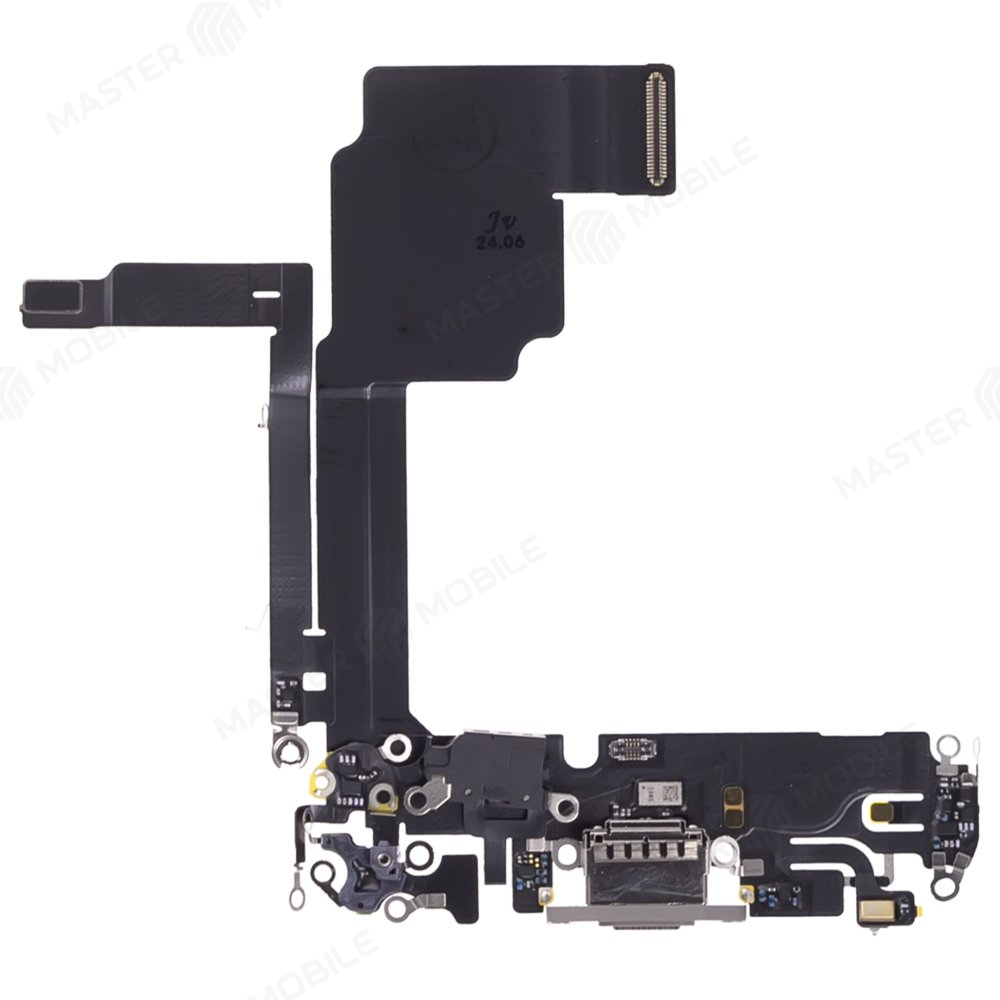 Шлейф для Apple iPhone 15 Pro с комп. + разъем зарядки + микрофон (титановый) (ORIG100)