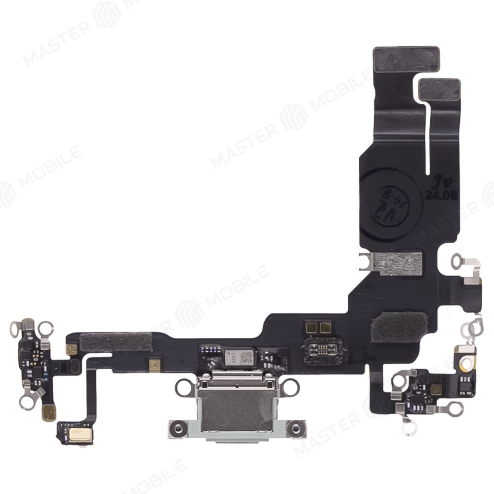 Шлейф для Apple iPhone 15 с комп. + разъем зарядки + микрофон (зеленый) (ORIG100)