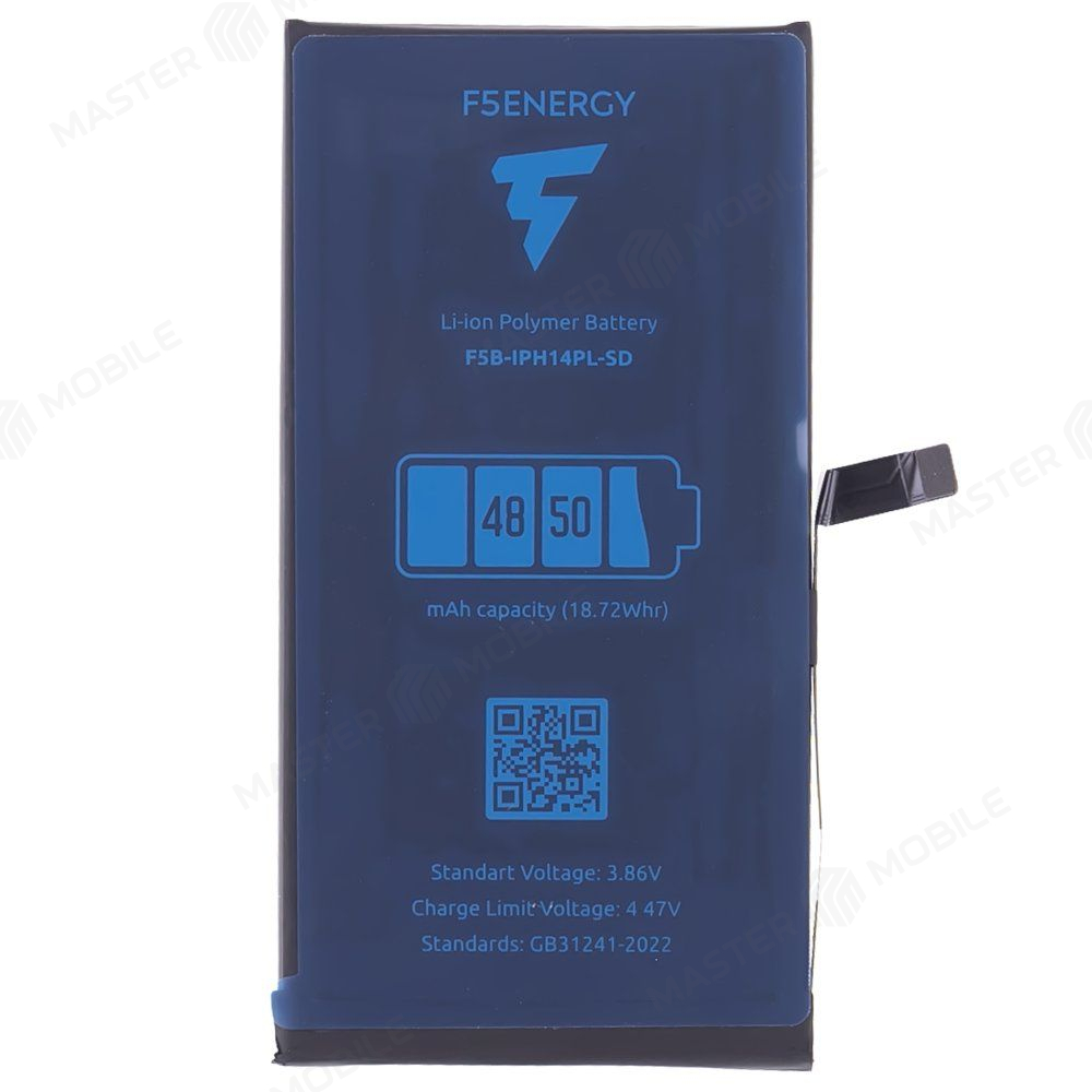 Аккумулятор для Apple iPhone 14 Plus (F5ENERGY) (усиленный) (4850 мАч) (SPECIAL EDITION) (с верификацией) + двухсторонний скотч
