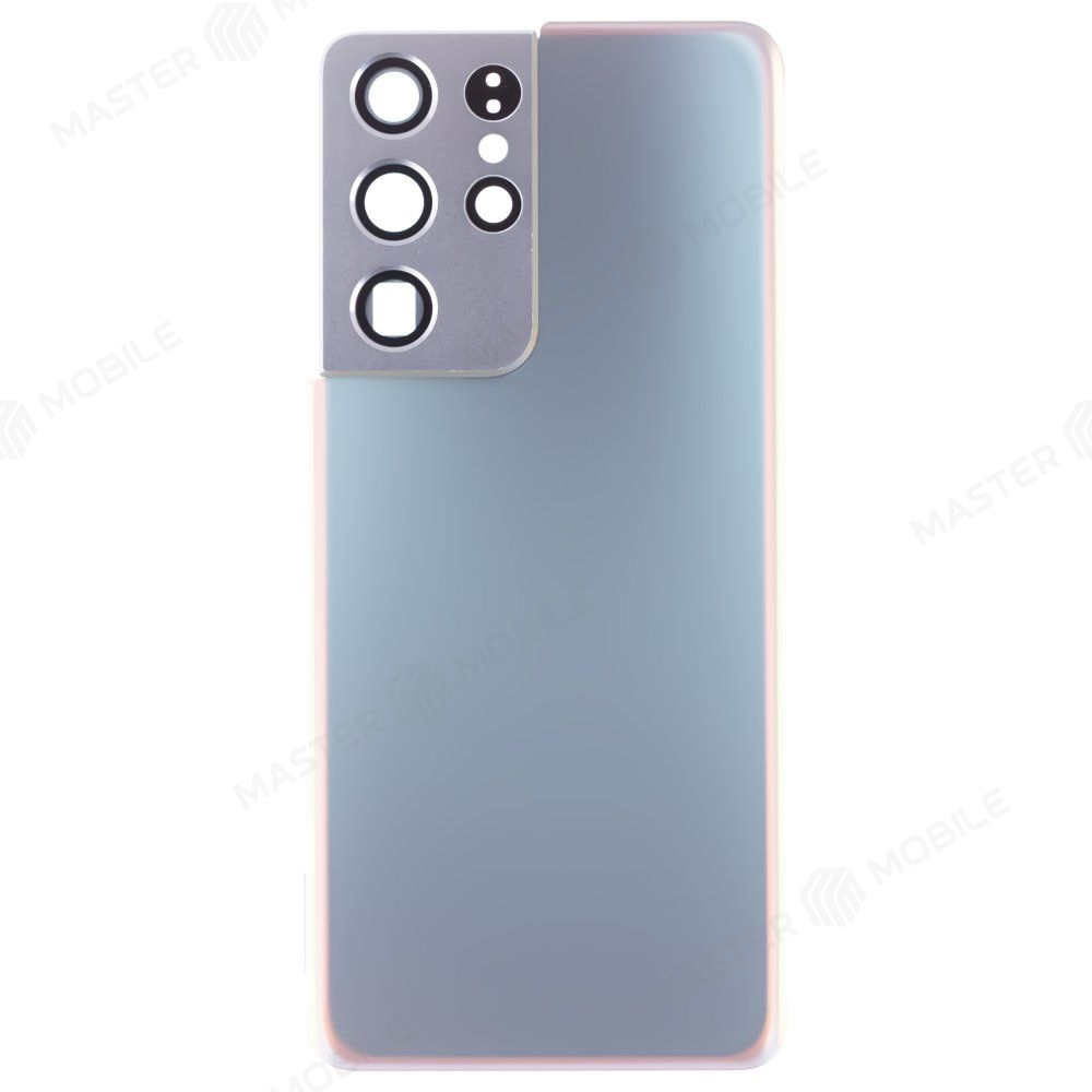 Задняя крышка для Samsung G998 Galaxy S21 Ultra (серебристый) (в сборе со стеклом камеры) (ORIG100)