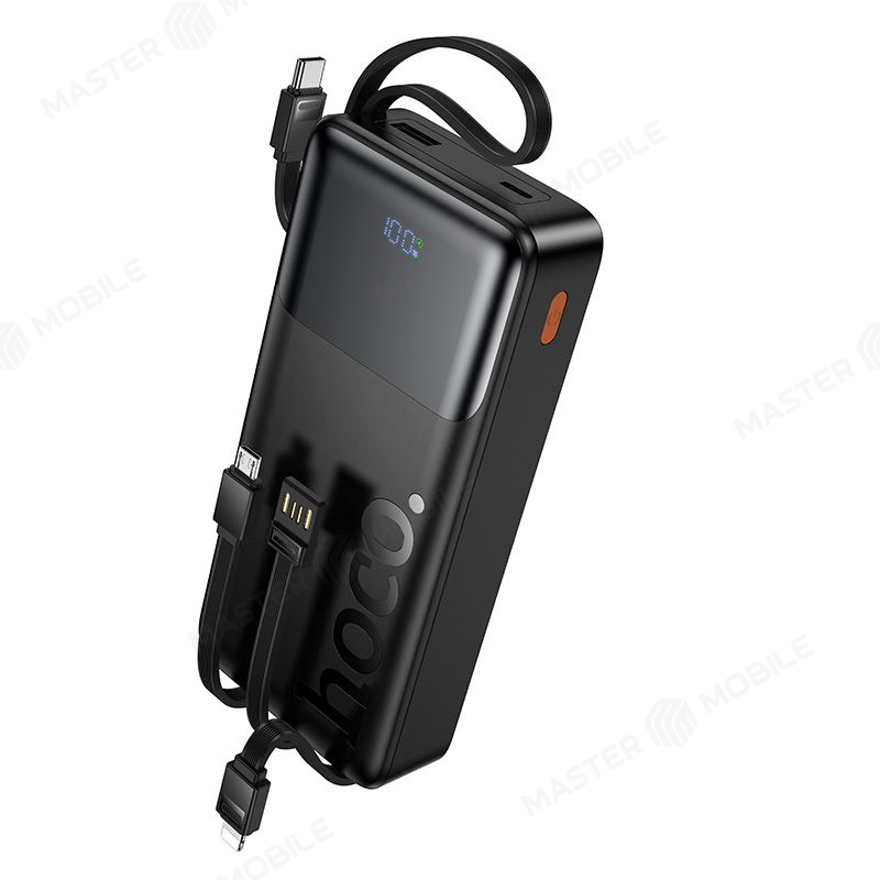Внешний накопитель Hoco J156A 20000 mAh с кабелями TypeC + MicroUSB + USB+ Lightning (черный)