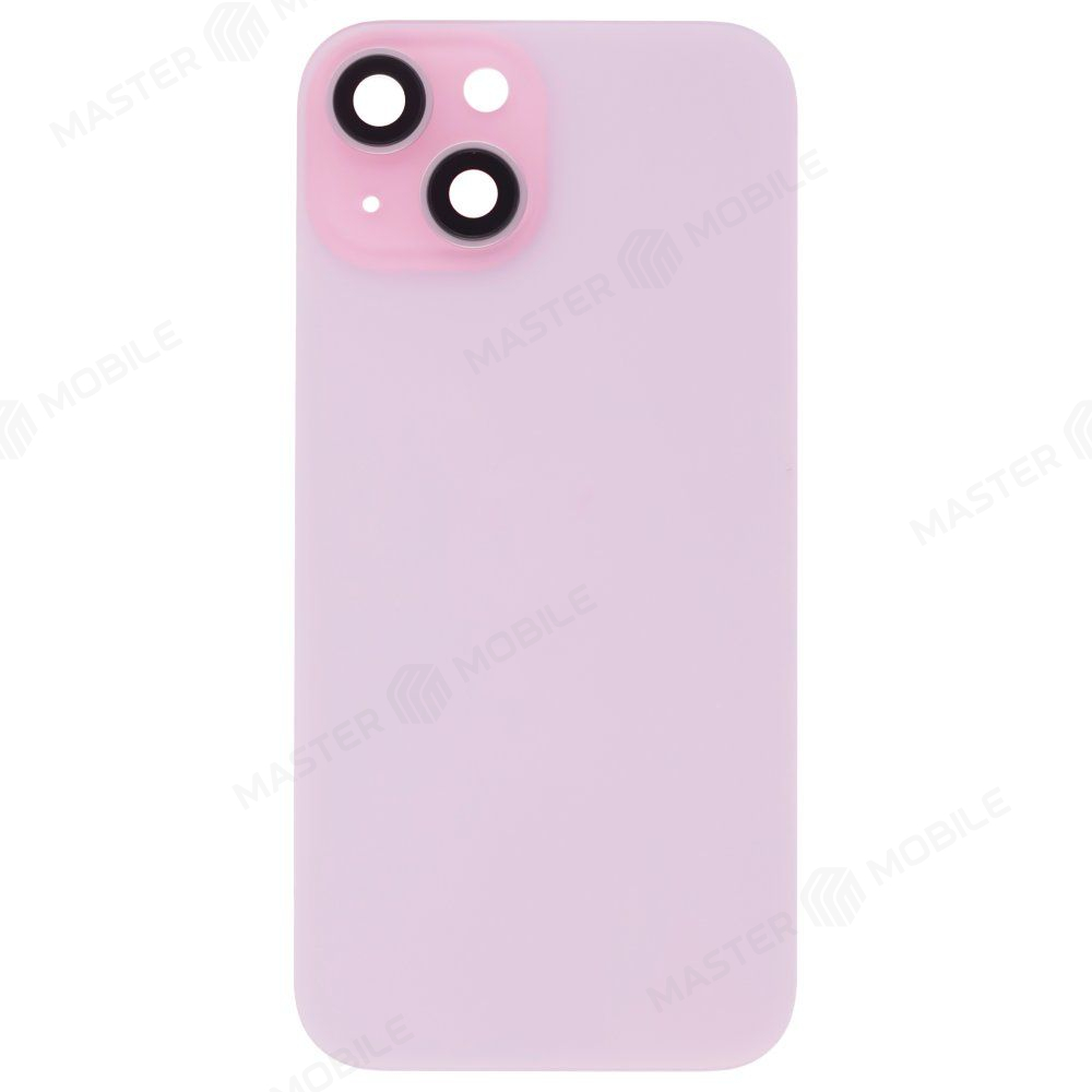 Задняя крышка для Apple iPhone 15 (розовый) (в сборе со стеклом камеры) (Premium)