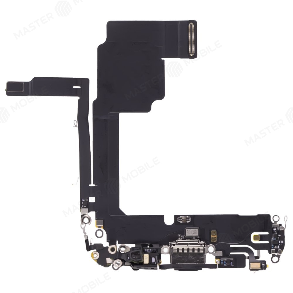 Шлейф для Apple iPhone 15 Pro с комп. + разъем зарядки + микрофон (черный) (ORIG100)