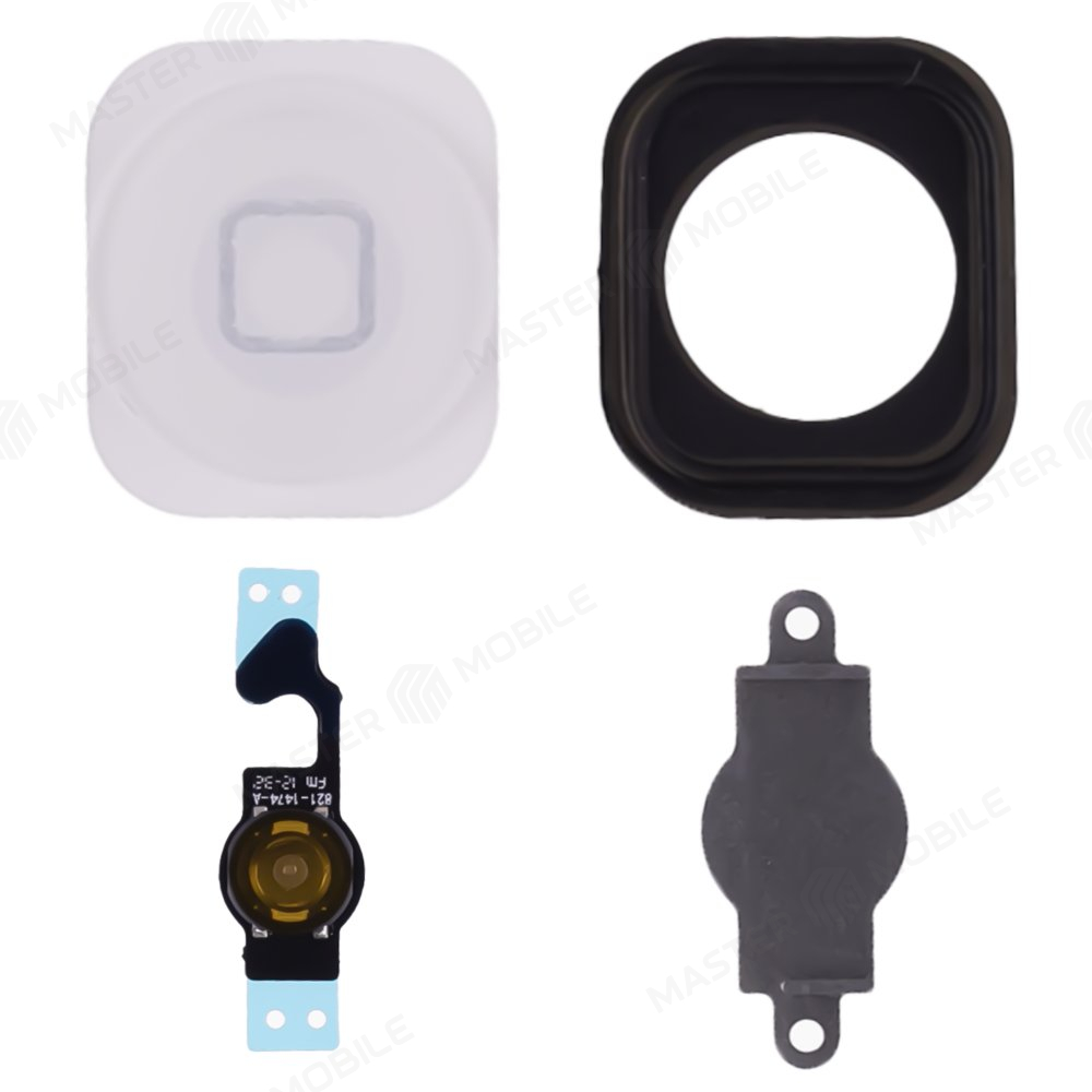 Шлейф для Apple iPhone 5 с держателем кнопки Home и резинкой (белый)