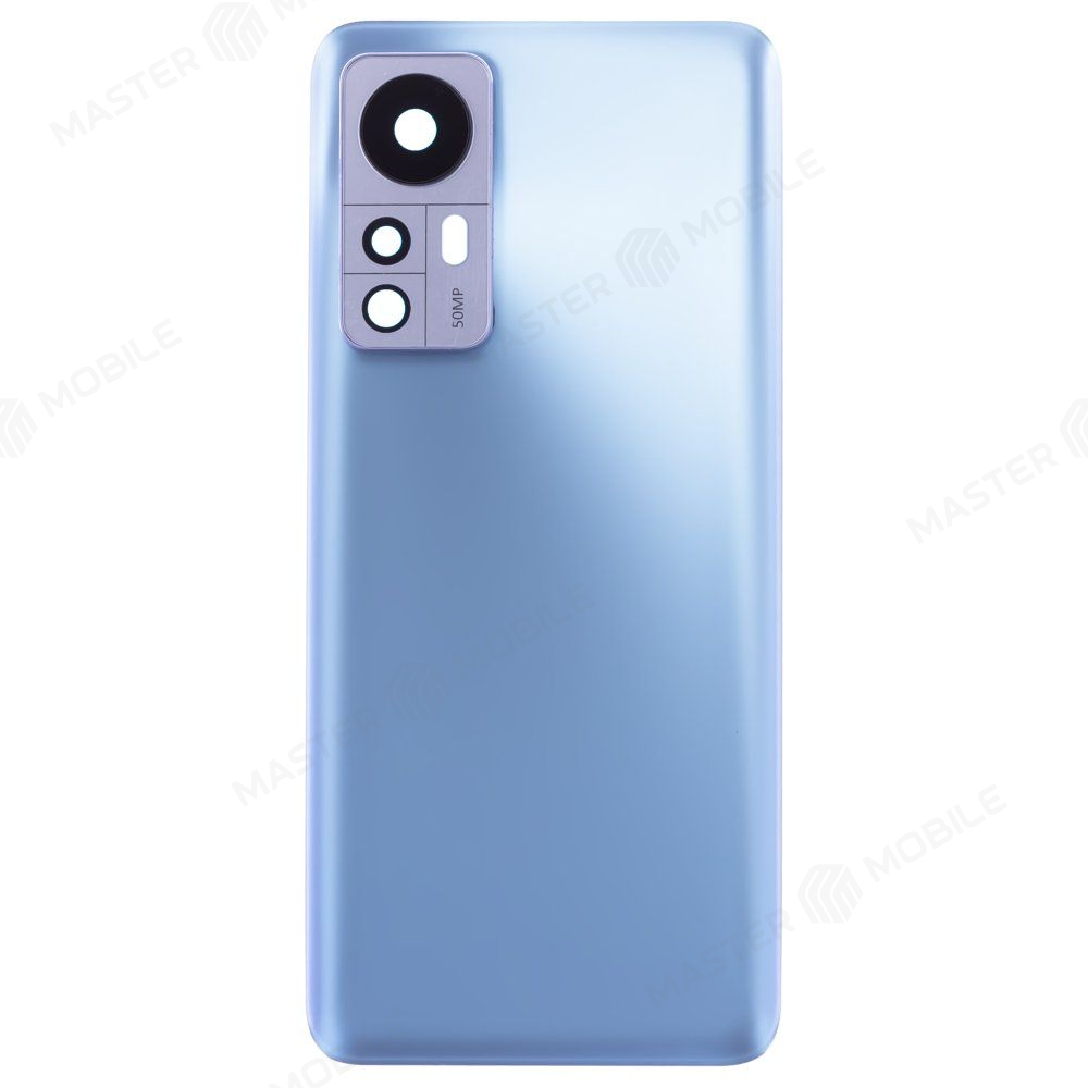 Задняя крышка для Xiaomi 12 (2201123G) / 12X (2112123AG) (синий) (в сборе со стеклом камеры)