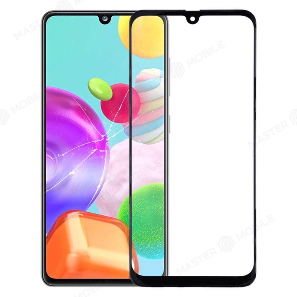 Стекло модуля для Samsung A415 Galaxy A41 + OCA (черный)