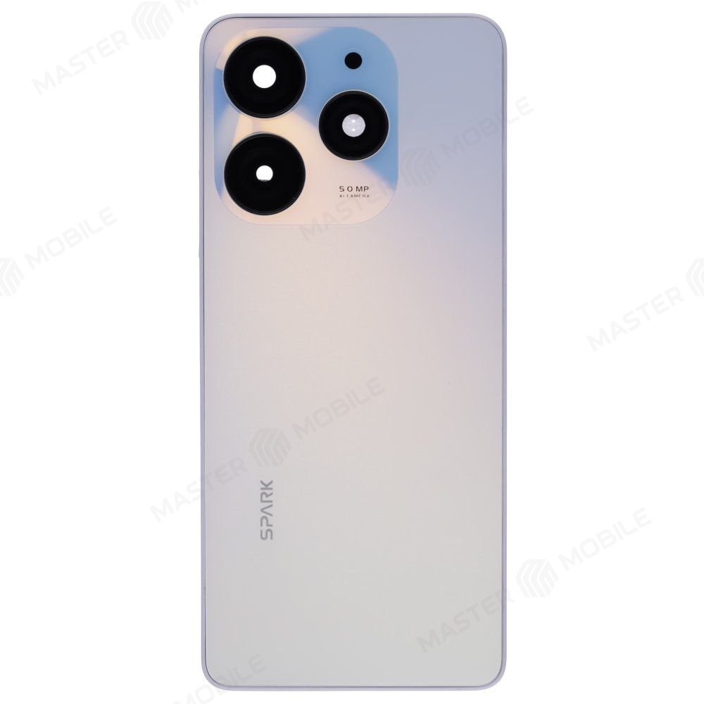 Задняя крышка для Tecno Spark 10 Pro (KI7) (белый) (в сборе со стеклом камеры)