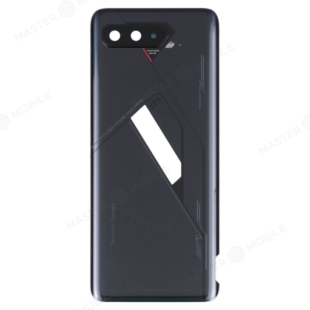 Задняя крышка для Asus ROG Phone 5 Pro (ZS673KS) / ROG Phone 5s Pro (ZS676KS) (черный) (в сборе со стеклом камеры) (ORIG100)