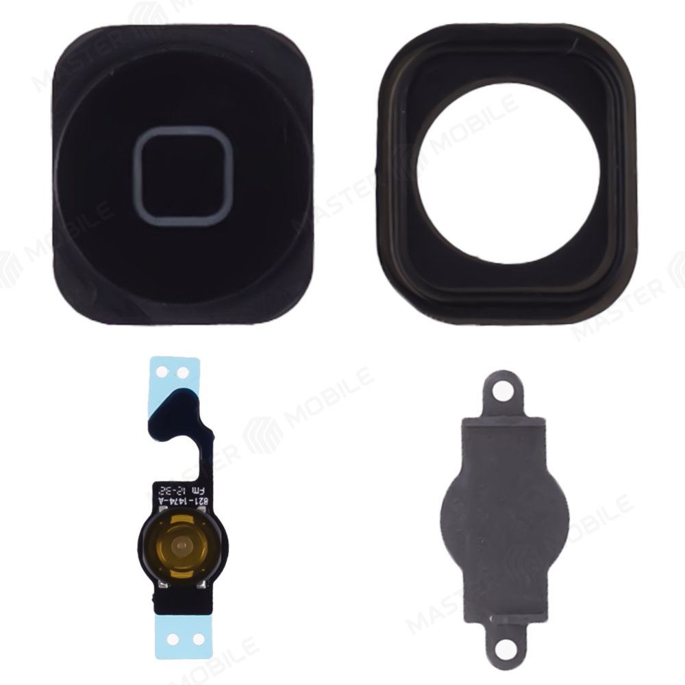 Шлейф для Apple iPhone 5 с держателем кнопки Home и резинкой (черный)