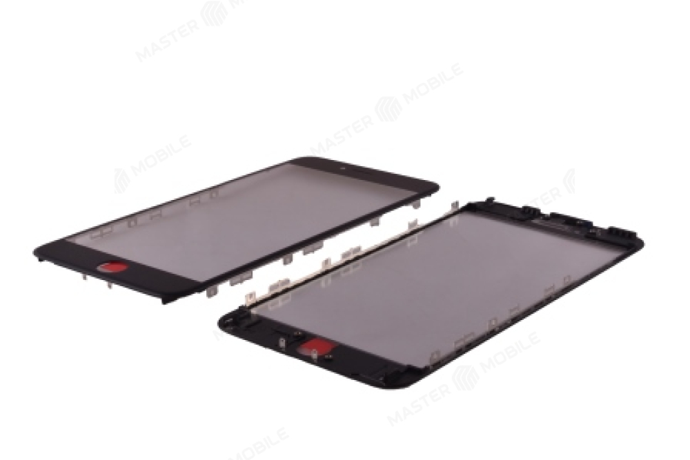 Стекло модуля для Apple iPhone 6s Plus (черный) (в рамке)