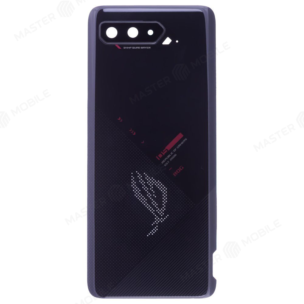 Задняя крышка для Asus ROG Phone 5 (ZS673KS) / ROG Phone 5s (ZS676KS) (черный) (в сборе со стеклом камеры) (ORIG100)
