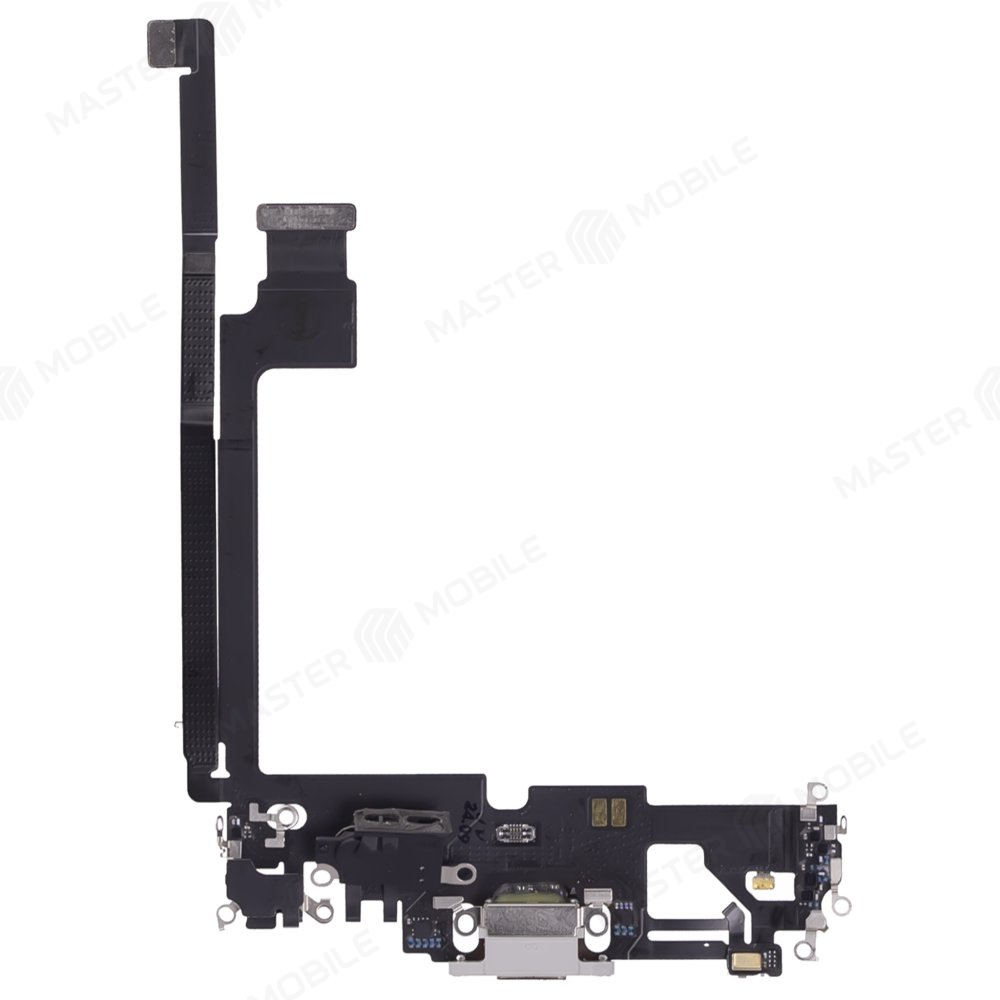 Шлейф для Apple iPhone 12 Pro Max с комп. + разъем зарядки + микрофон (белый) (ORIG100)