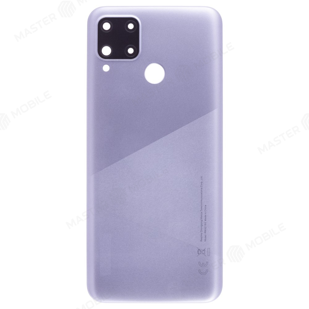 Задняя крышка для Realme C15 (RMX2180) (серебристый) (в сборе со стеклом камеры)
