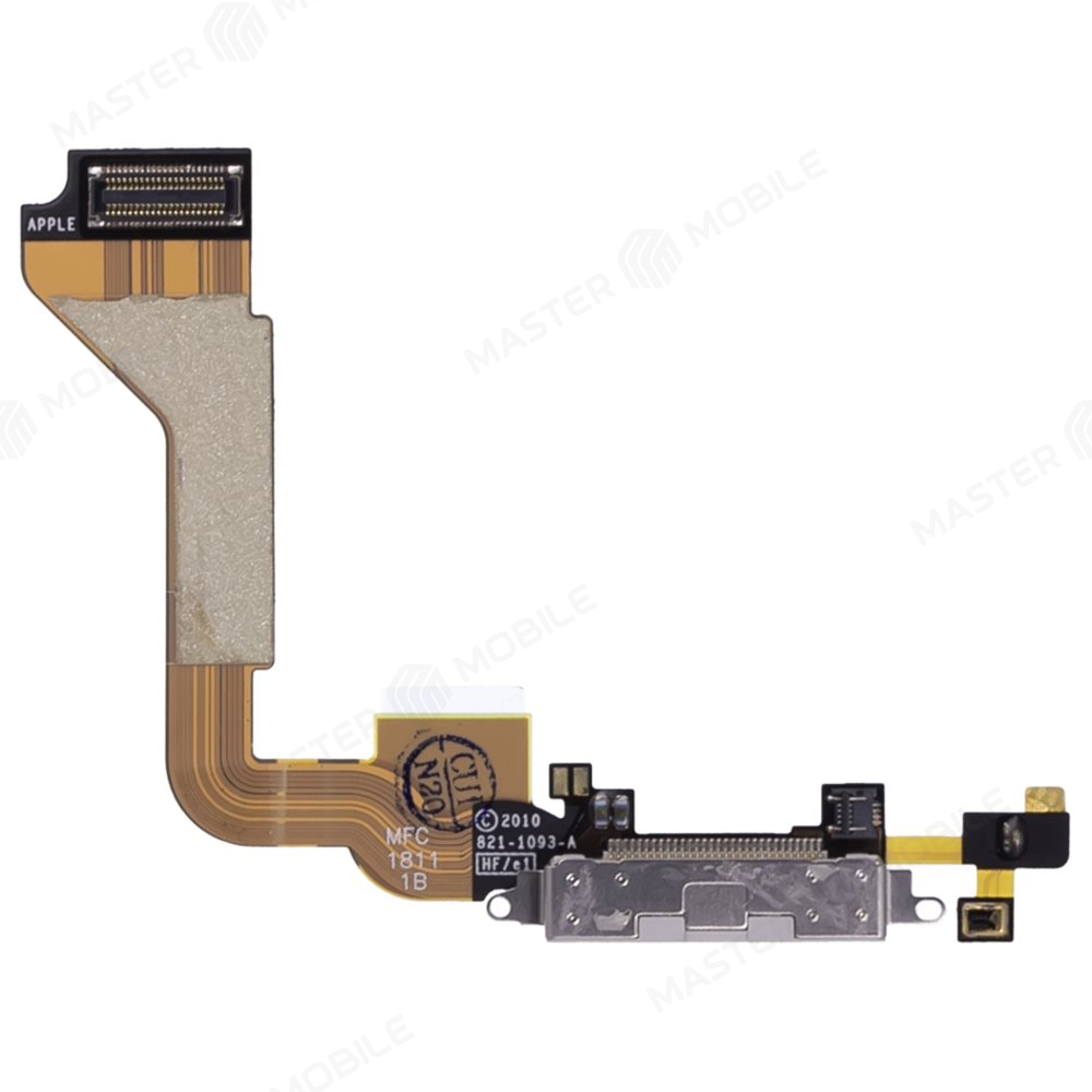 Шлейф для Apple iPhone 4 с комп. + разъем зарядки + микрофон (белый)