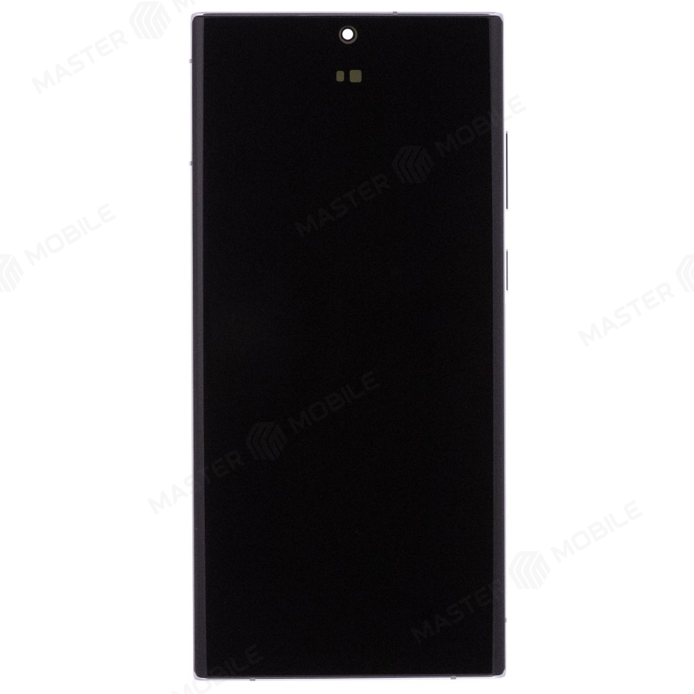 Дисплей для Samsung S908 Galaxy S22 Ultra + тачскрин (серебристый) (в рамке) (ORIG100) (возможен дефект ЛКП)