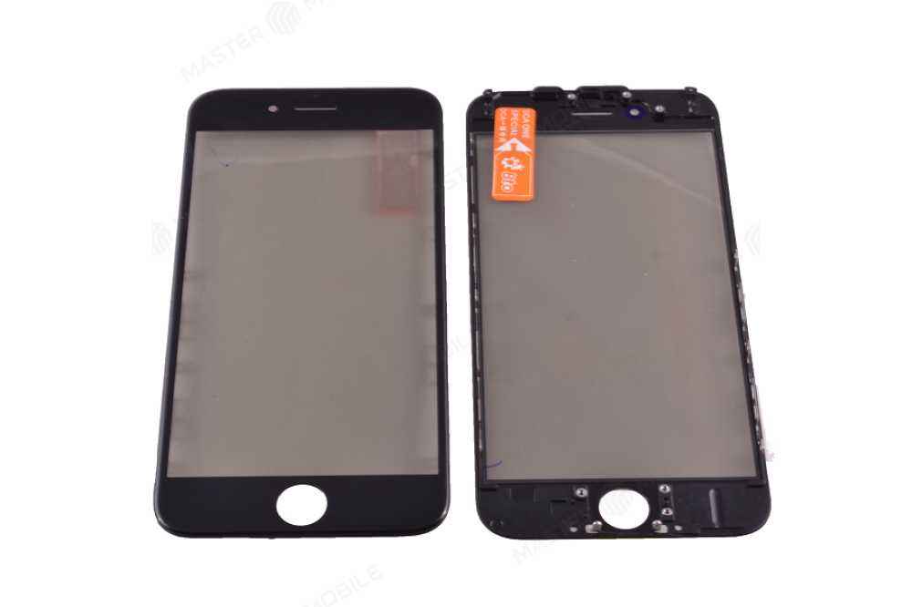 Стекло модуля для Apple iPhone 6 Plus + OCA + Polaris (черный) (в рамке)