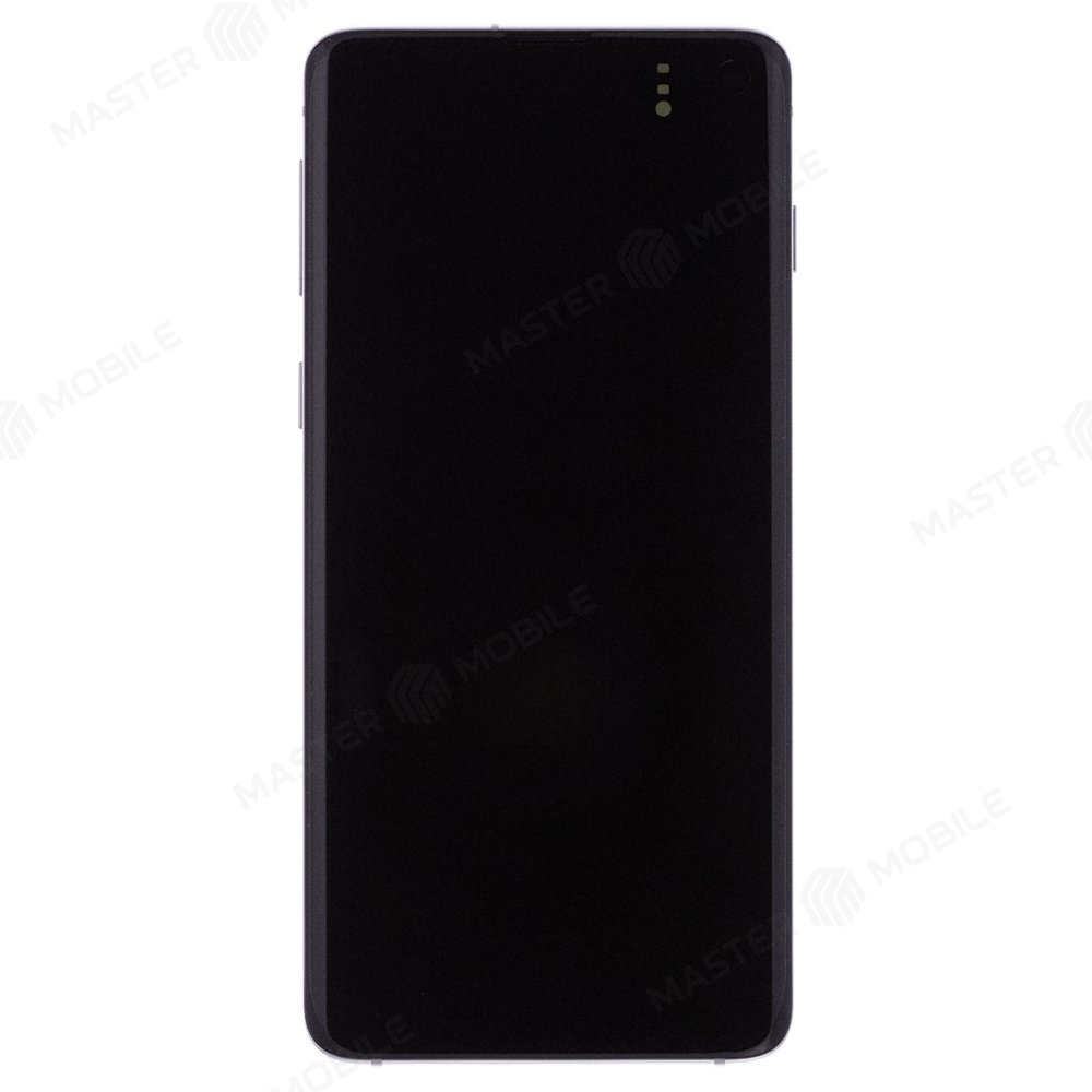 Дисплей для Samsung G973 Galaxy S10 + тачскрин (серебристый) (в рамке) (ORIG100) (возможен дефект ЛКП)