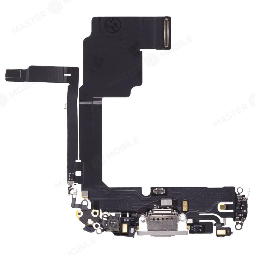 Шлейф для Apple iPhone 15 Pro с комп. + разъем зарядки + микрофон (белый) (ORIG100)
