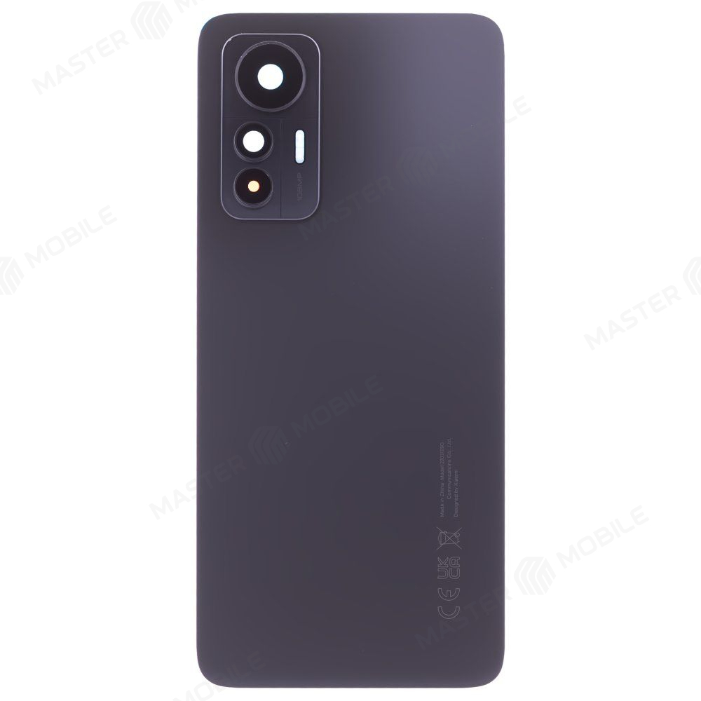 Задняя крышка для Xiaomi 12 Lite (2203129G) (черный) (в сборе со стеклом камеры) (ORIG100)