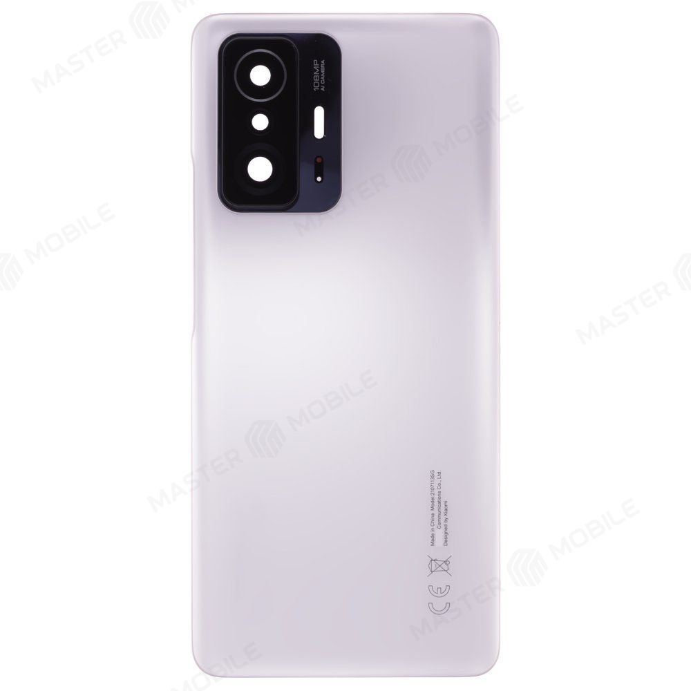 Задняя крышка для Xiaomi 11T (21081111RG) (белый) (в сборе со стеклом камеры) (ORIG100)