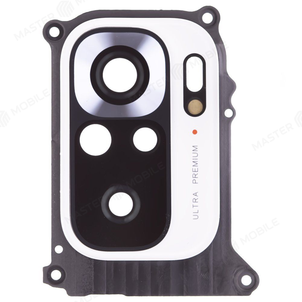 Стекло задней камеры для Xiaomi Redmi Note 10 4G (M2101K7AG) / Redmi Note 10S (M2101K7BG) / Poco M5s (2207117BPG) (в рамке) (белый)