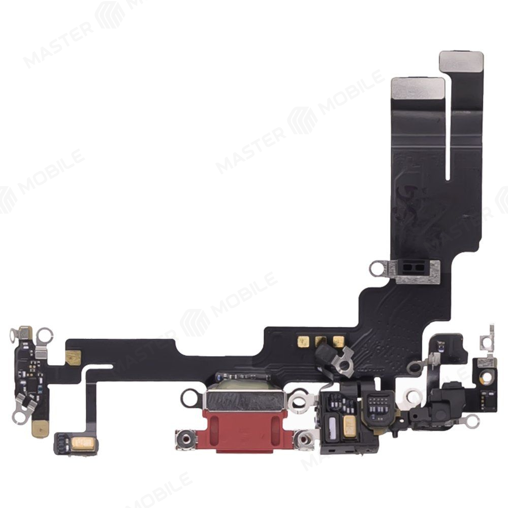 Шлейф для Apple iPhone 14 с комп. + разъем зарядки + микрофон (красный) (ORIG100)