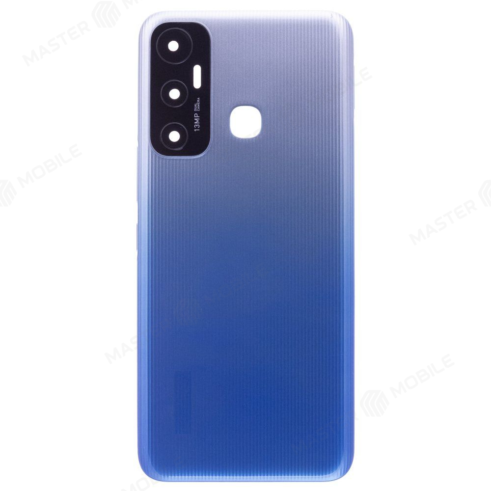 Задняя крышка для Infinix Hot 11 (X662) (Helio G70) (голубой) (в сборе со стеклом камеры)