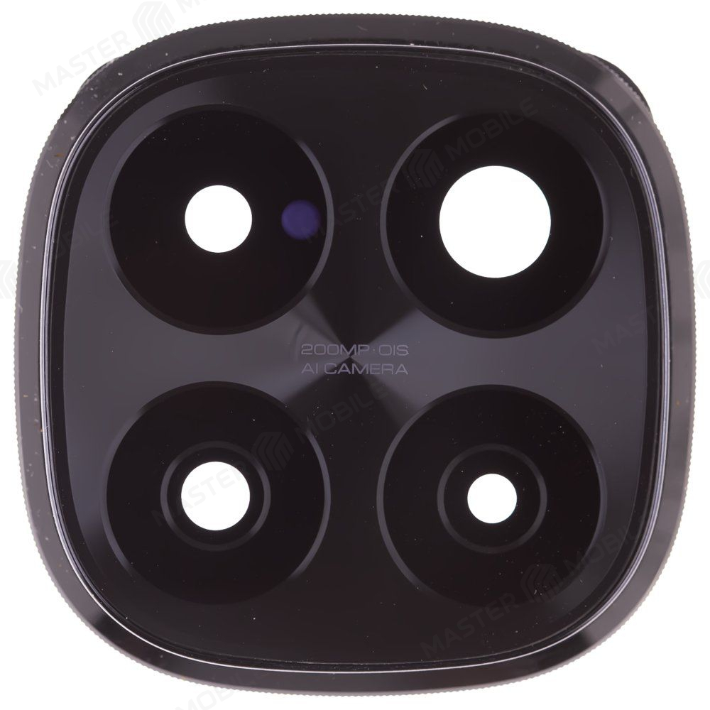 Стекло задней камеры для Xiaomi Redmi Note 14 Pro+ 5G (24115RA8EG) (черный) (в рамке)