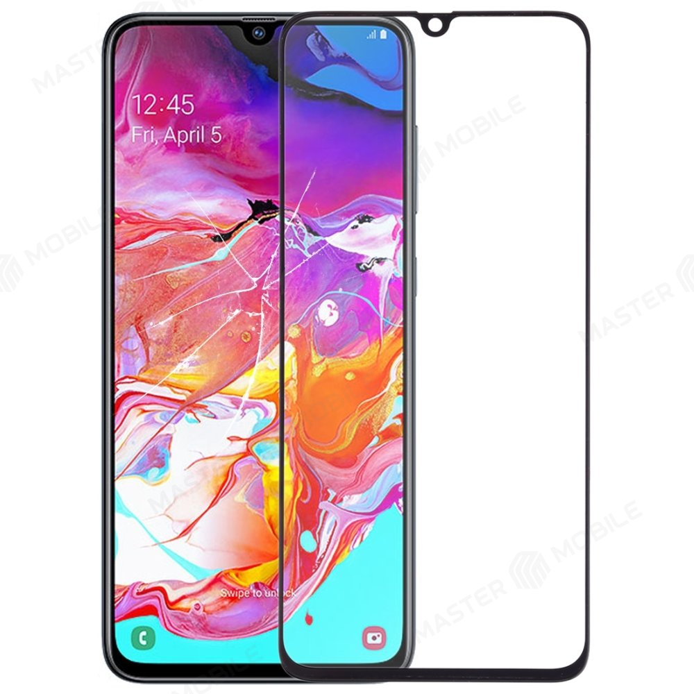 Стекло модуля для Samsung A705 Galaxy A70 + OCA (черный)