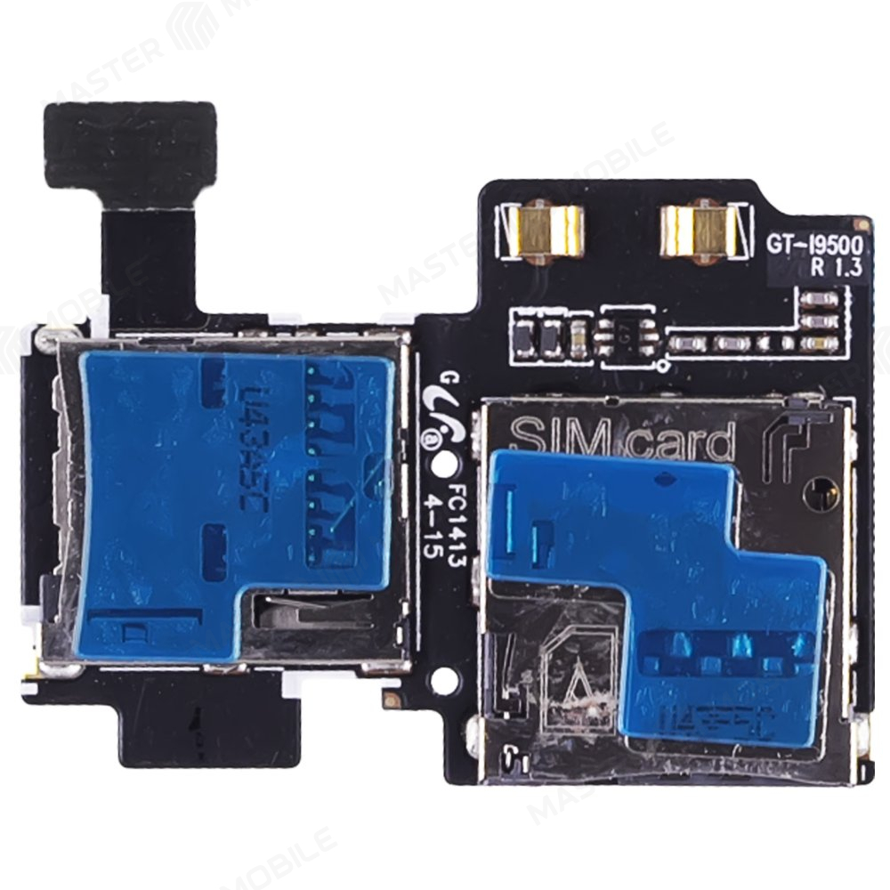 Шлейф для Samsung i9500 Galaxy S4 с комп. + разъем SIM + считыватель карты памяти