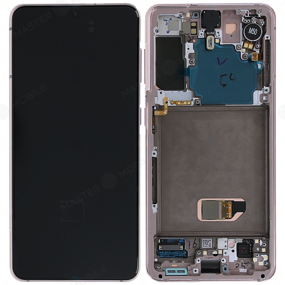 Дисплей для Samsung G991 Galaxy S21 (в сборе с тачскрином) (розовый) (в рамке) (ORIG100)