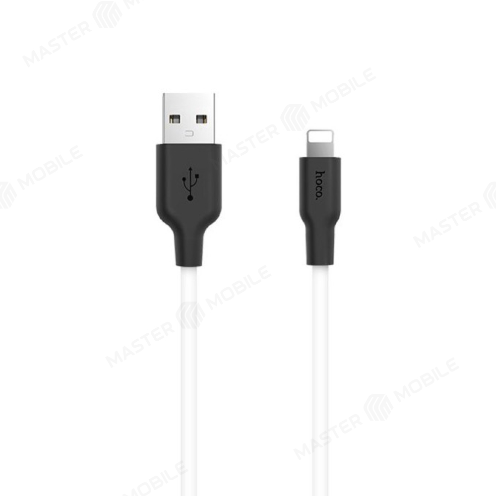Дата-кабель Hoco X21 Plus USB-Lighting (плетеный шнур / силикон), 1.0 м (белый)