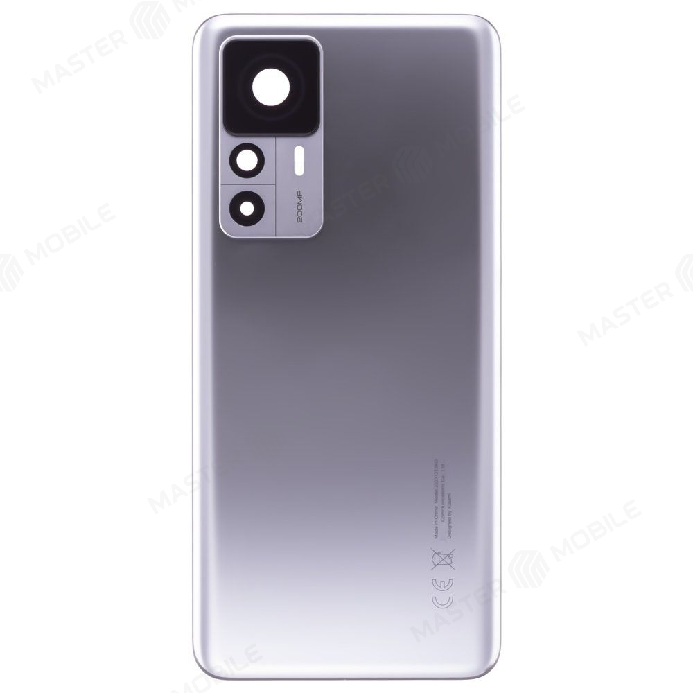 Задняя крышка для Xiaomi 12T Pro (22081212UG) (серебристый) (в сборе со стеклом камеры) (ORIG100)