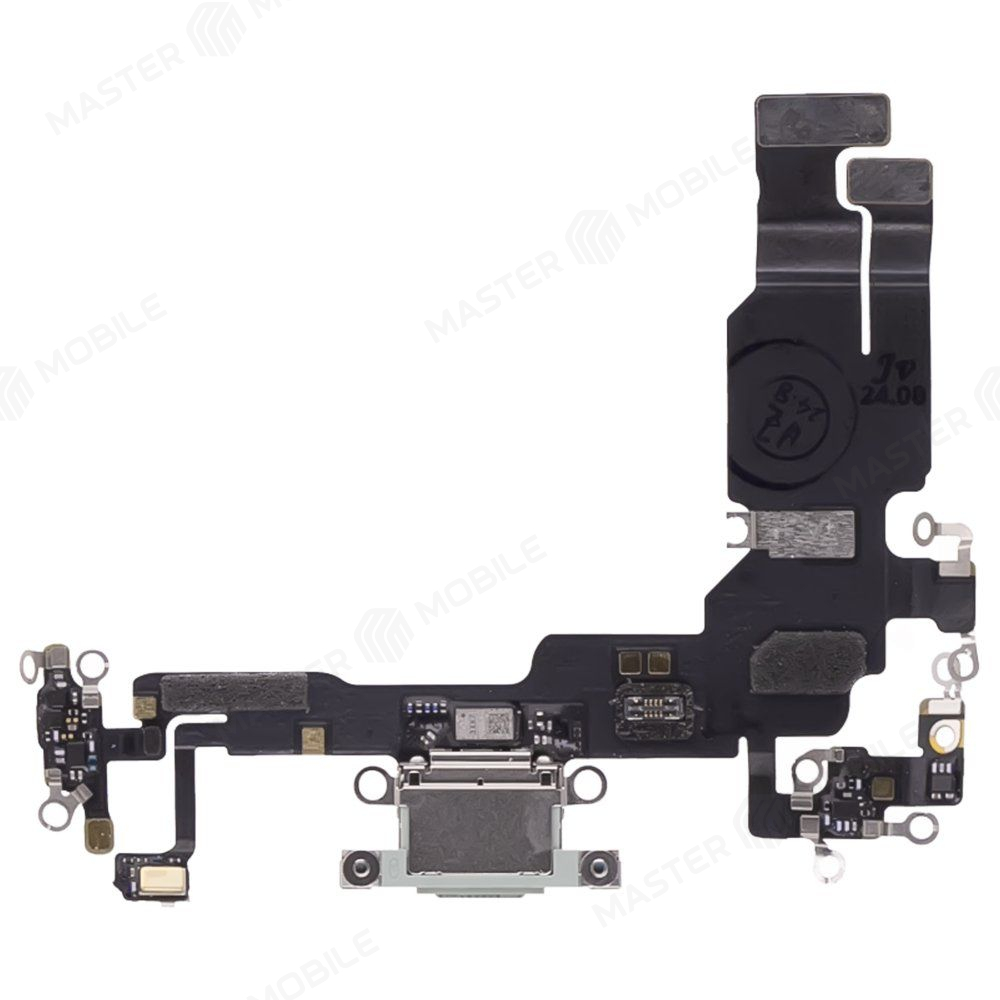Шлейф для Apple iPhone 15 с комп. + разъем зарядки + микрофон (зеленый) (ORIG100)