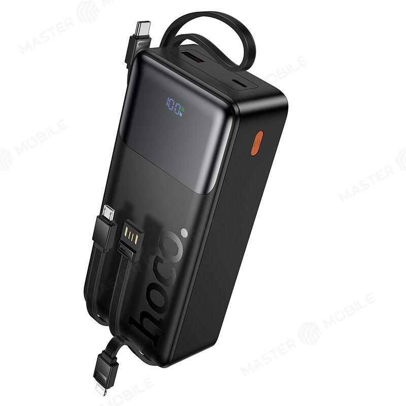 Внешний накопитель Hoco J156B 30000 mAh с кабелями TypeC + MicroUSB + USB+ Lightning (черный)