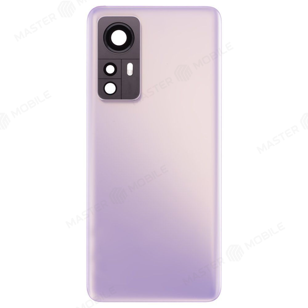 Задняя крышка для Xiaomi 12 (2201123G) / 12X (2112123AG) (фиолетовый) (в сборе со стеклом камеры) (ORIG100)