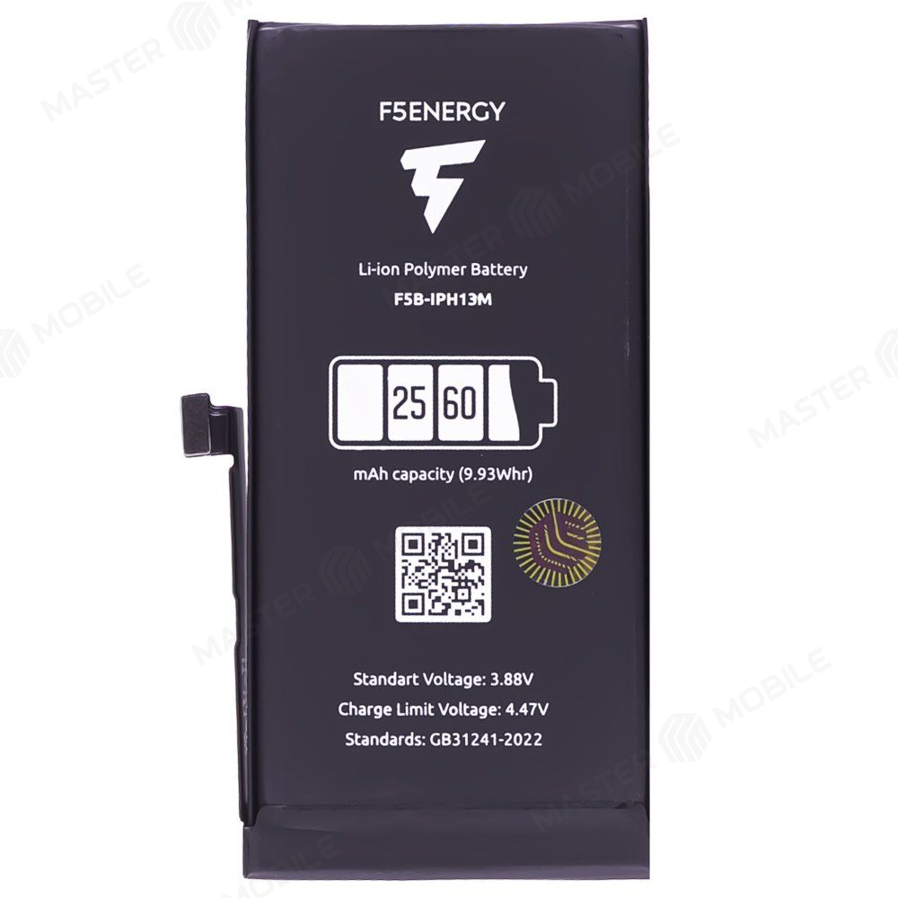 Аккумулятор для Apple iPhone 13 mini (F5ENERGY) (усиленный) (2560 мАч) (SPECIAL EDITION) + двухсторонний скотч