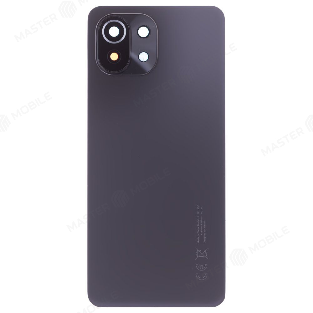 Задняя крышка для Xiaomi 11 Lite 5G NE (2109119DG) / Mi 11 Lite (M2101K9AG) / Mi 11 Lite 5G (M2101K9G) (черный) (в сборе со стеклом камеры (ORIG100)