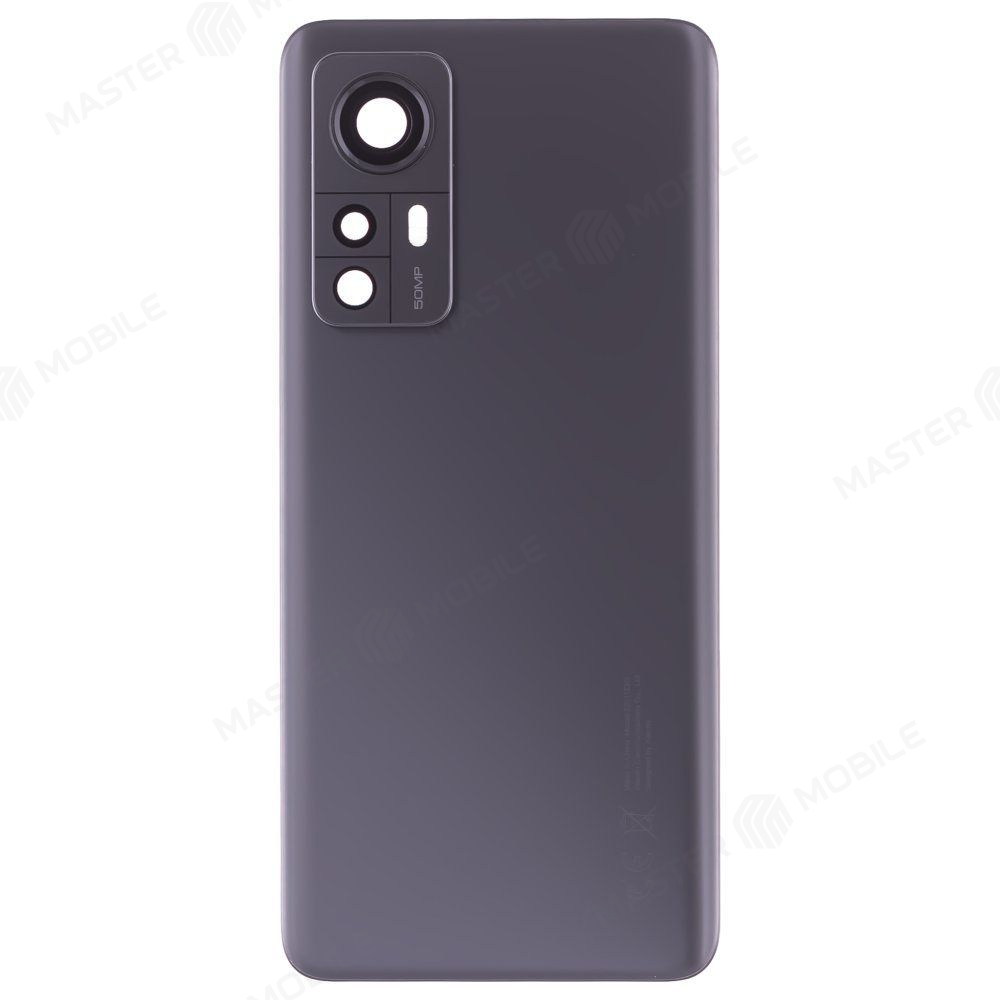 Задняя крышка для Xiaomi 12 (2201123G) / 12X (2112123AG) (серый) (в сборе со стеклом камеры) (ORIG100)